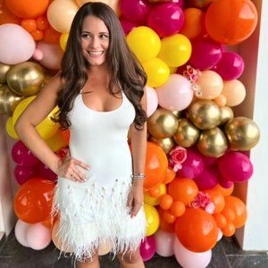 STAUD White Shell Feather Dress